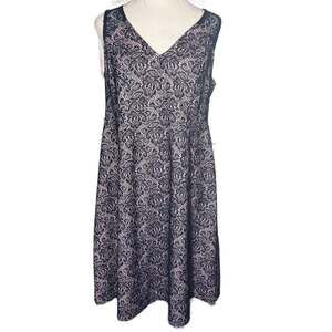 Motherhood Maternity Sleeveless Sheath Dress Navy Floral Lace Over Pink Size M